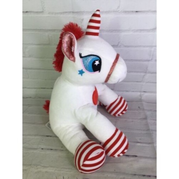 Cuddle & Friends Peppermint Unicorn White Red Heart Striped Plush Stuffed Animal - Picture 4 of 10